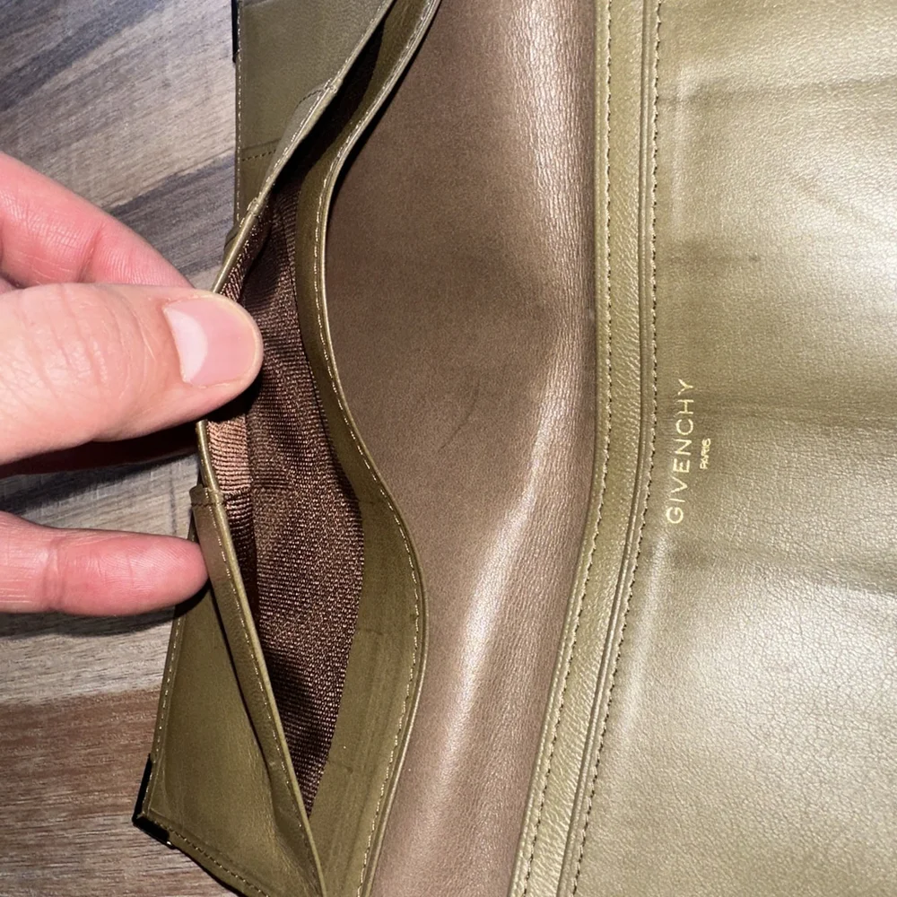 Givenchy Olive Green Long Leather Wallet